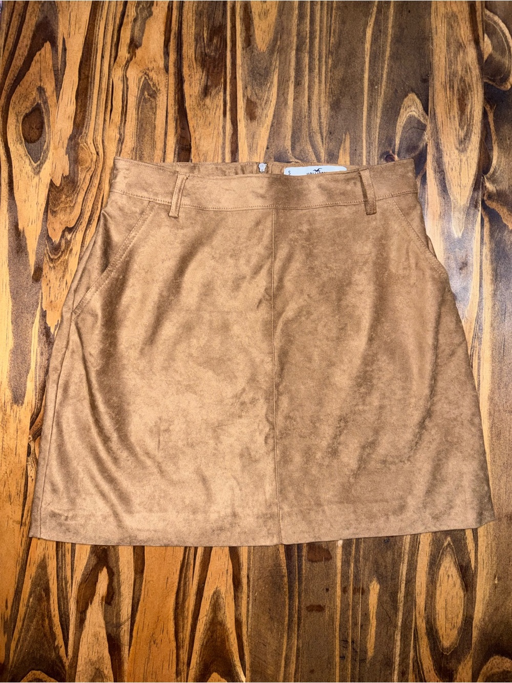 NEW Hollister Skirt Small brown Ultra High Rise Suede A Line Mini Women - Picture 4 of 6